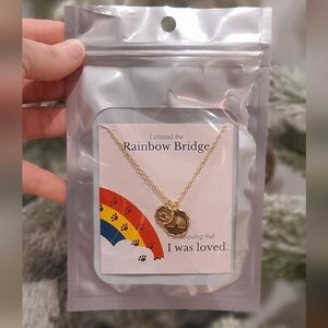 Pet Memorial Necklace - Gold Rainbow Bridge Necklace 🎁🌈🐾